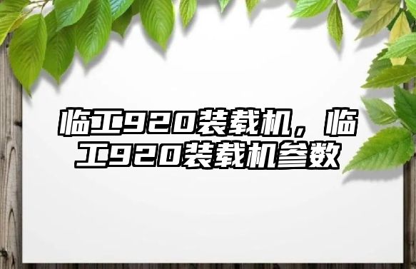 臨工920裝載機，臨工920裝載機參數(shù)