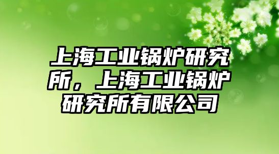 上海工業(yè)鍋爐研究所，上海工業(yè)鍋爐研究所有限公司