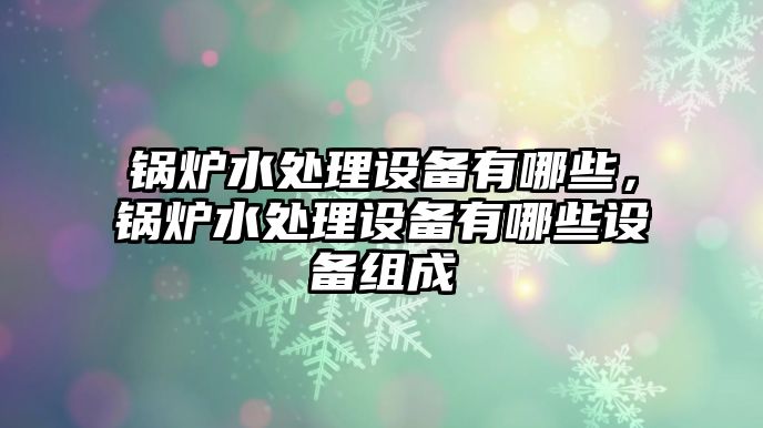 鍋爐水處理設備有哪些，鍋爐水處理設備有哪些設備組成