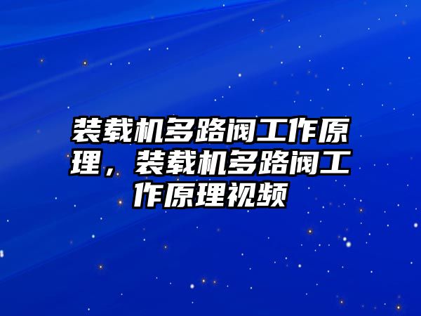 裝載機(jī)多路閥工作原理，裝載機(jī)多路閥工作原理視頻