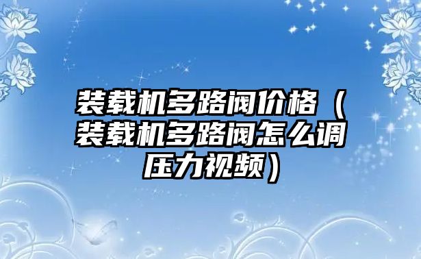 裝載機多路閥價格（裝載機多路閥怎么調壓力視頻）