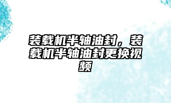 裝載機(jī)半軸油封，裝載機(jī)半軸油封更換視頻