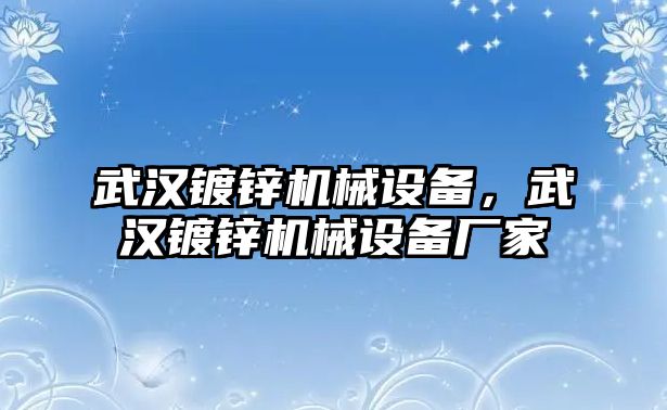 武漢鍍鋅機(jī)械設(shè)備，武漢鍍鋅機(jī)械設(shè)備廠(chǎng)家