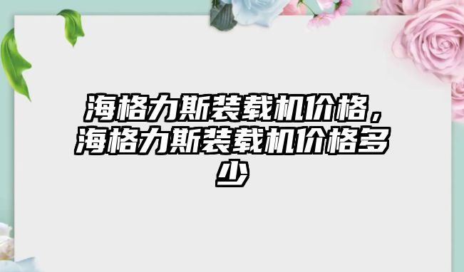 海格力斯裝載機價格，海格力斯裝載機價格多少