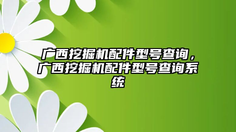 廣西挖掘機(jī)配件型號查詢，廣西挖掘機(jī)配件型號查詢系統(tǒng)