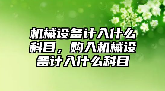 機械設備計入什么科目，購入機械設備計入什么科目