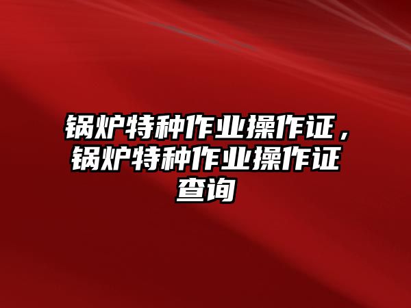 鍋爐特種作業(yè)操作證，鍋爐特種作業(yè)操作證查詢