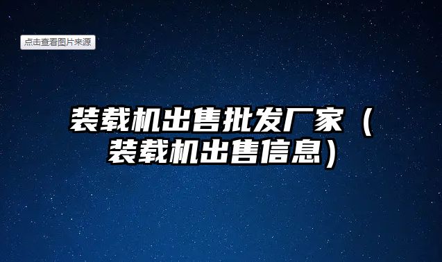 裝載機出售批發(fā)廠家（裝載機出售信息）