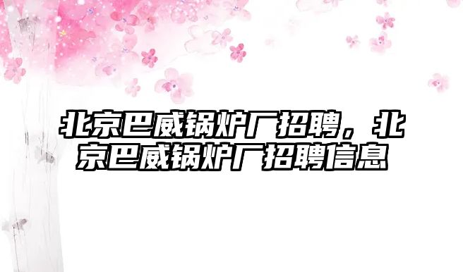 北京巴威鍋爐廠招聘，北京巴威鍋爐廠招聘信息