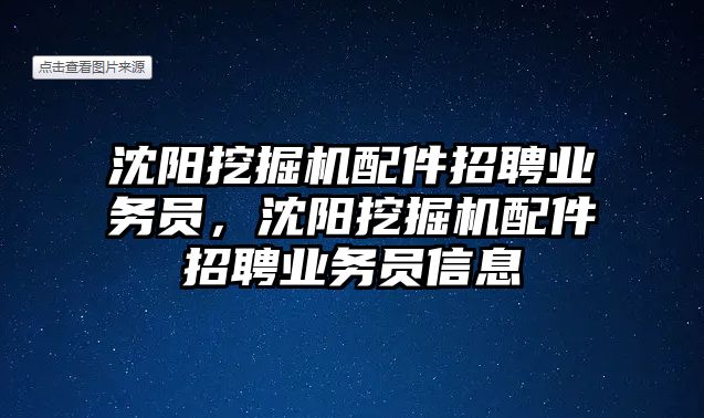 沈陽挖掘機配件招聘業(yè)務員，沈陽挖掘機配件招聘業(yè)務員信息