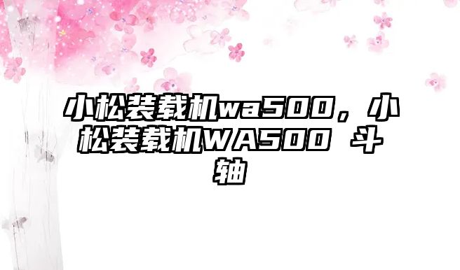 小松裝載機(jī)wa500，小松裝載機(jī)WA500 斗軸