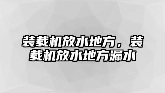 裝載機(jī)放水地方，裝載機(jī)放水地方漏水