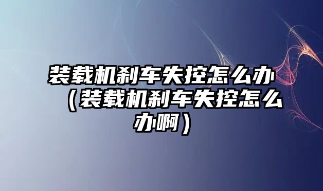 裝載機(jī)剎車失控怎么辦（裝載機(jī)剎車失控怎么辦?。?/>	
								</i>
								<p class=