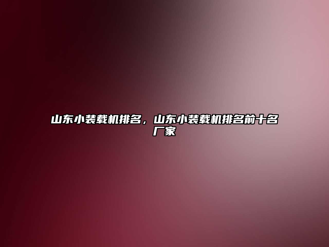 山東小裝載機排名，山東小裝載機排名前十名廠家