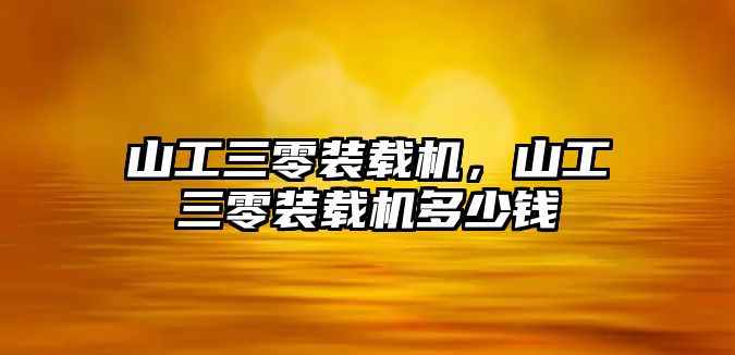 山工三零裝載機，山工三零裝載機多少錢