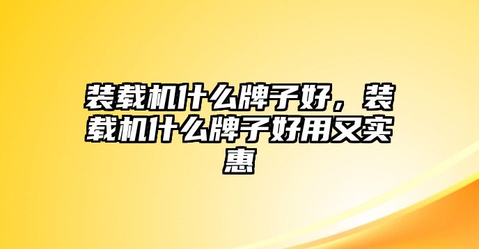 裝載機什么牌子好，裝載機什么牌子好用又實惠