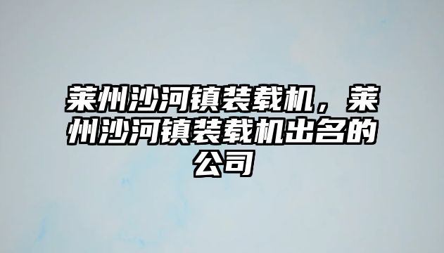 萊州沙河鎮(zhèn)裝載機，萊州沙河鎮(zhèn)裝載機出名的公司