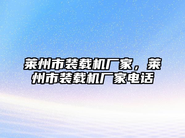 萊州市裝載機廠家，萊州市裝載機廠家電話