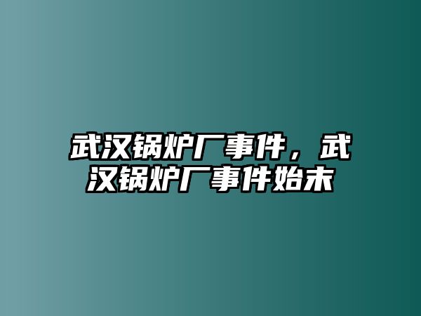 武漢鍋爐廠事件，武漢鍋爐廠事件始末