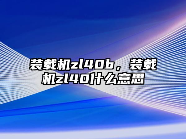 裝載機zl40b，裝載機zl40什么意思