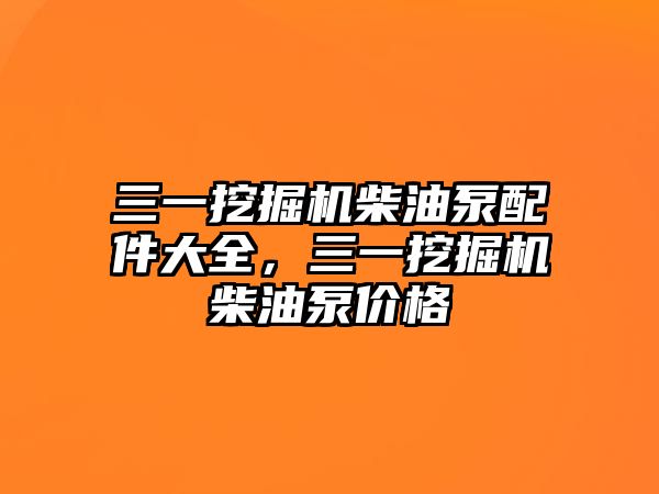 三一挖掘機柴油泵配件大全，三一挖掘機柴油泵價格