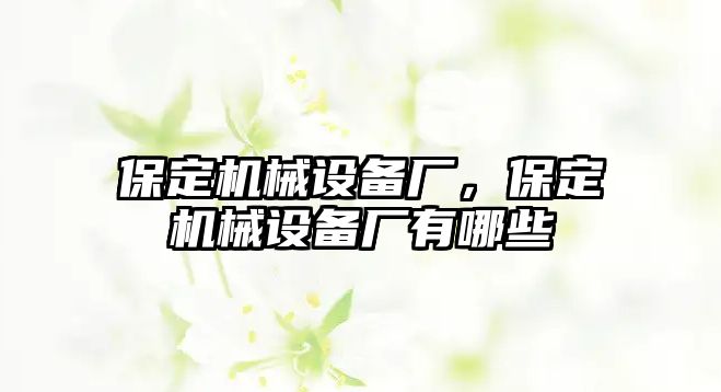 保定機械設(shè)備廠，保定機械設(shè)備廠有哪些