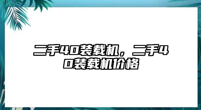 二手40裝載機(jī)，二手40裝載機(jī)價(jià)格