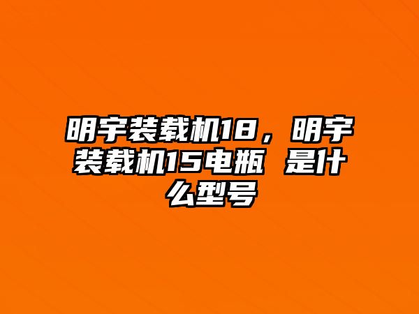 明宇裝載機18，明宇裝載機15電瓶 是什么型號