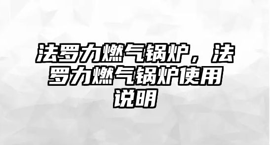 法羅力燃?xì)忮仩t，法羅力燃?xì)忮仩t使用說明