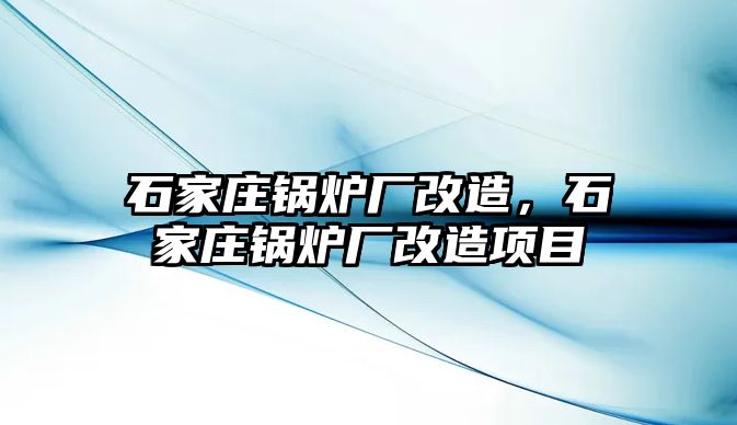 石家莊鍋爐廠改造，石家莊鍋爐廠改造項目