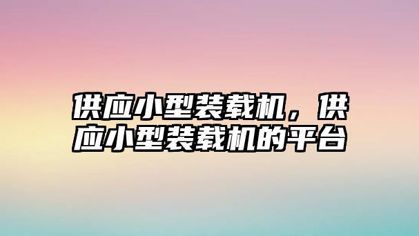 供應(yīng)小型裝載機，供應(yīng)小型裝載機的平臺