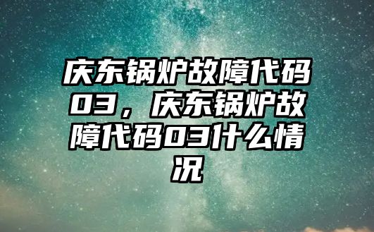 慶東鍋爐故障代碼03，慶東鍋爐故障代碼03什么情況