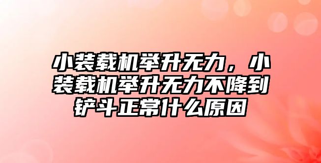 小裝載機舉升無力，小裝載機舉升無力不降到鏟斗正常什么原因