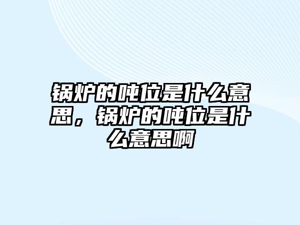 鍋爐的噸位是什么意思，鍋爐的噸位是什么意思啊