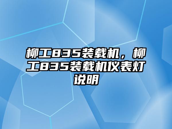 柳工835裝載機，柳工835裝載機儀表燈說明