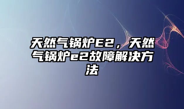 天然氣鍋爐E2，天然氣鍋爐e2故障解決方法