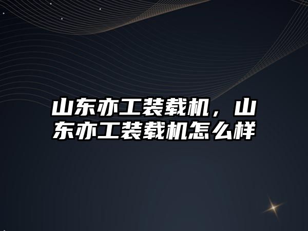 山東亦工裝載機，山東亦工裝載機怎么樣