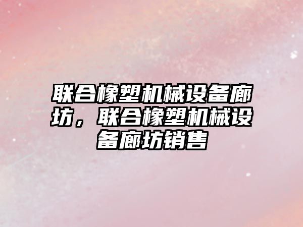 聯(lián)合橡塑機械設備廊坊，聯(lián)合橡塑機械設備廊坊銷售