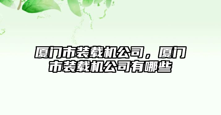 廈門市裝載機公司，廈門市裝載機公司有哪些