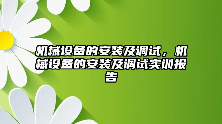 機(jī)械設(shè)備的安裝及調(diào)試，機(jī)械設(shè)備的安裝及調(diào)試實(shí)訓(xùn)報告