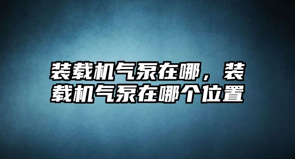 裝載機氣泵在哪，裝載機氣泵在哪個位置