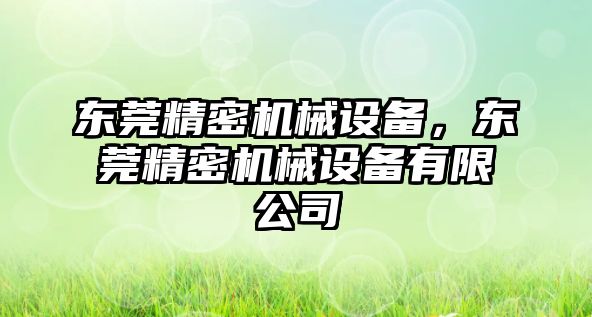 東莞精密機械設備，東莞精密機械設備有限公司