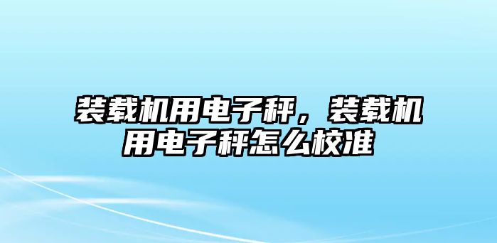 裝載機(jī)用電子秤，裝載機(jī)用電子秤怎么校準(zhǔn)