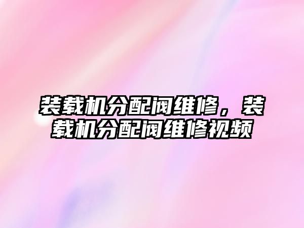 裝載機分配閥維修，裝載機分配閥維修視頻