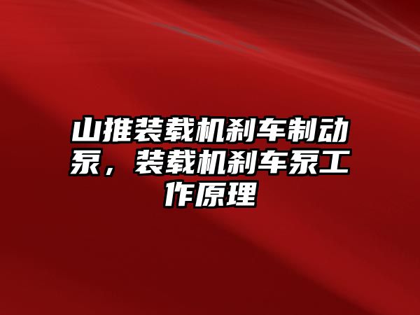 山推裝載機(jī)剎車制動(dòng)泵，裝載機(jī)剎車泵工作原理