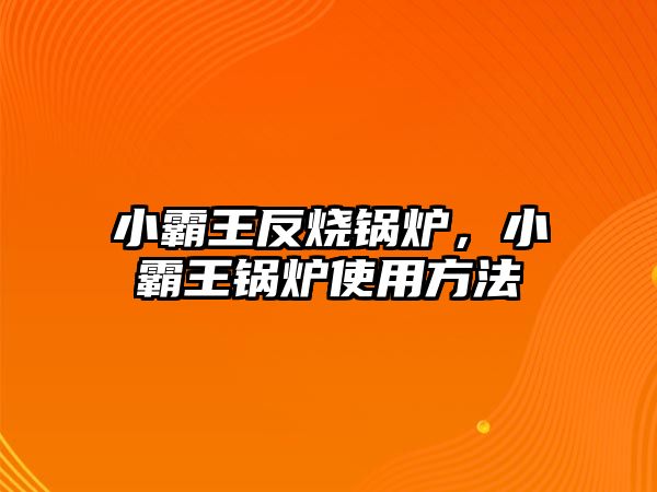 小霸王反燒鍋爐，小霸王鍋爐使用方法