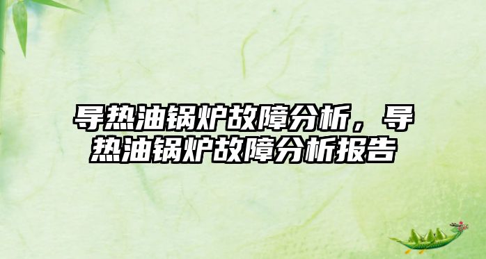 導(dǎo)熱油鍋爐故障分析，導(dǎo)熱油鍋爐故障分析報告