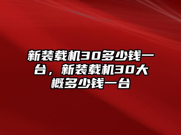 新裝載機(jī)30多少錢一臺(tái)，新裝載機(jī)30大概多少錢一臺(tái)