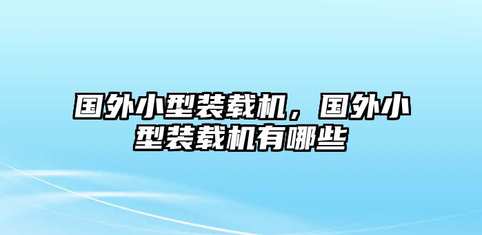 國外小型裝載機，國外小型裝載機有哪些