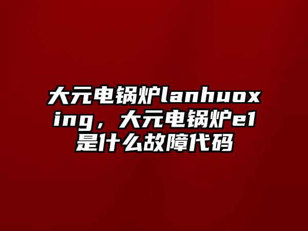 大元電鍋爐lanhuoxing，大元電鍋爐e1是什么故障代碼